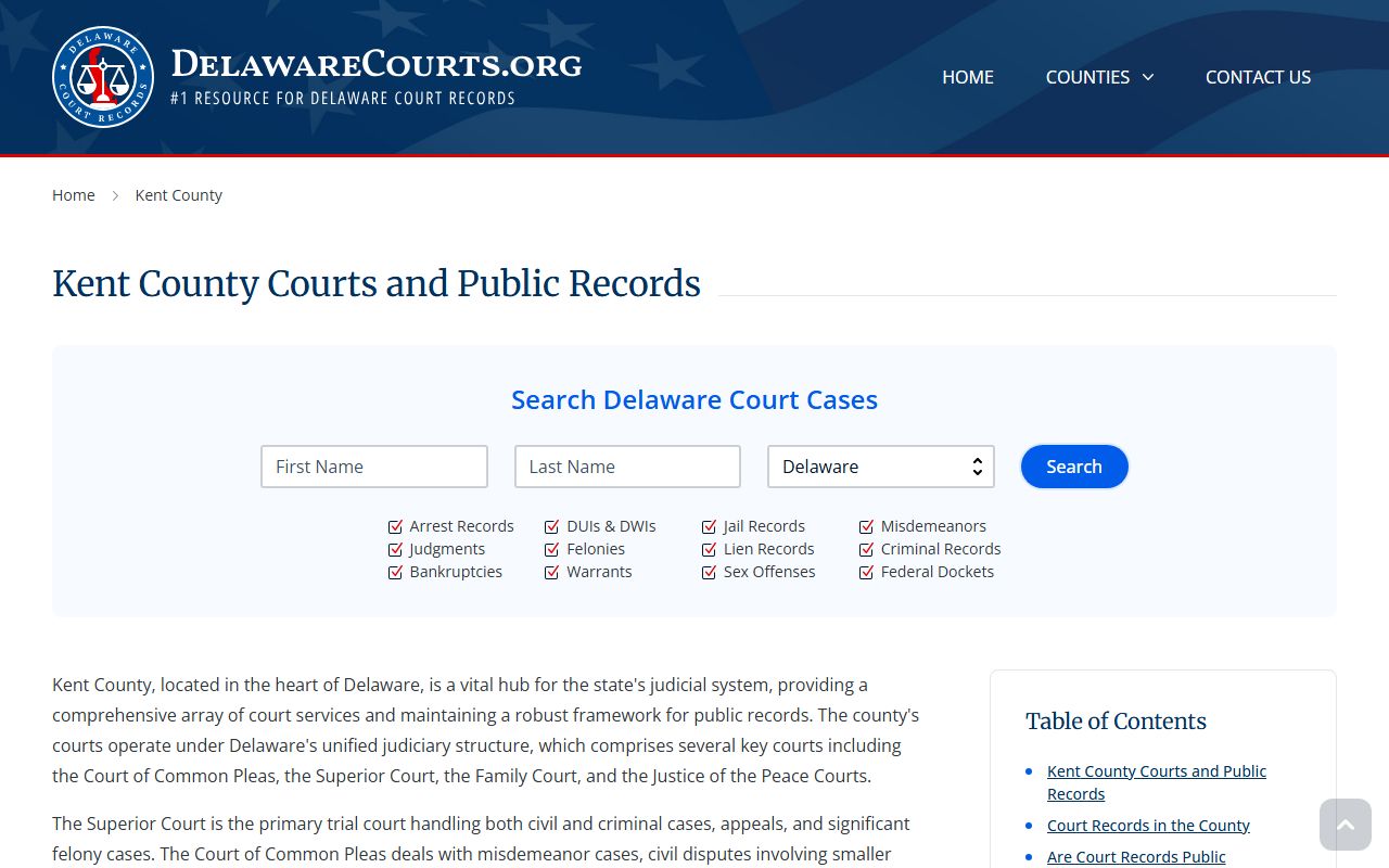 Kent County courts Delaware DUI records
