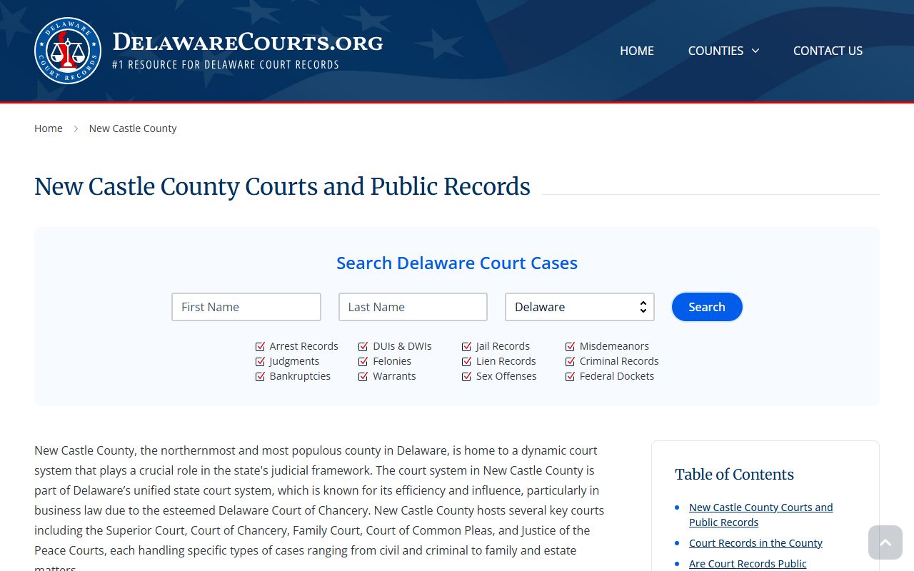 New Castle County courts DUI records portal