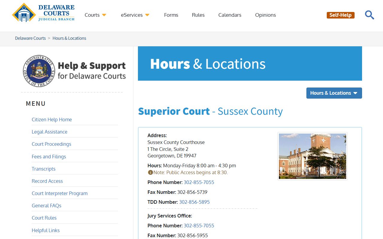 Sussex County Superior Court Delaware DUI records
