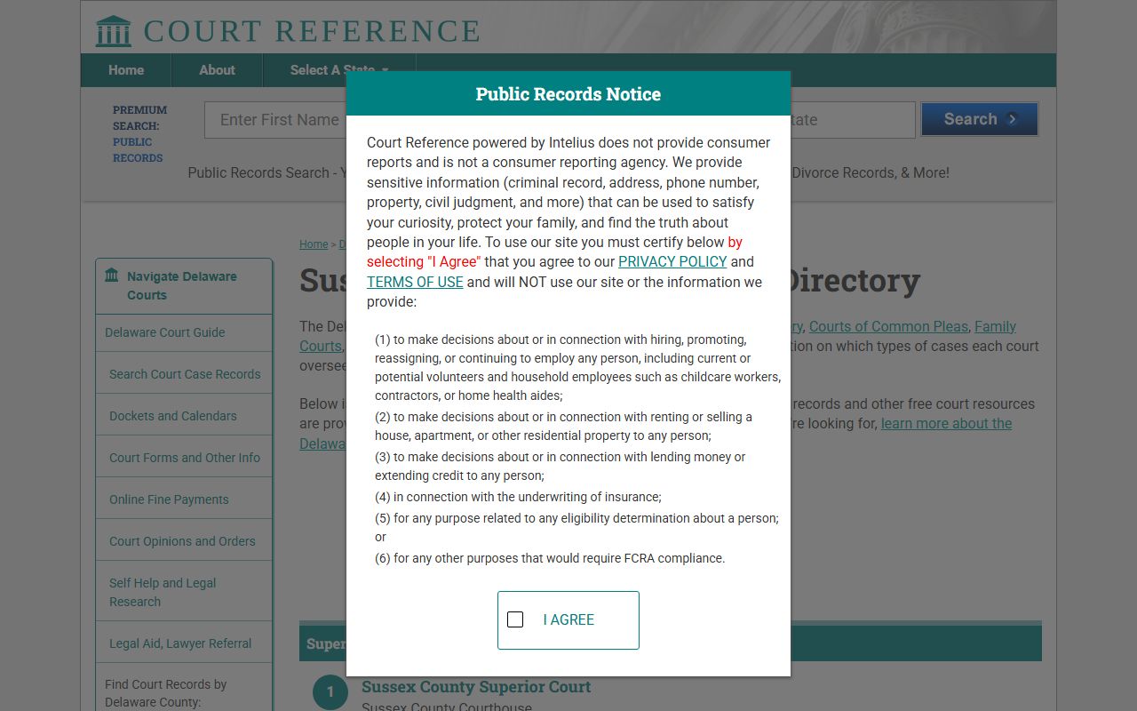 Sussex JP Court locations Delaware DUI records